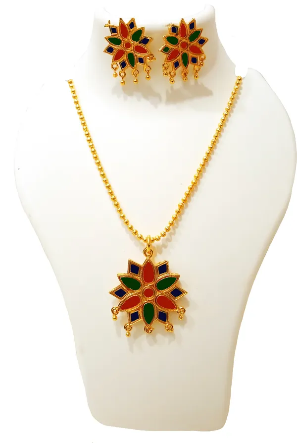 Assamese_Traditional_Gold_Plated_Multicolor_Star_Chain_Pendant_Set_For_Women_&_Girls